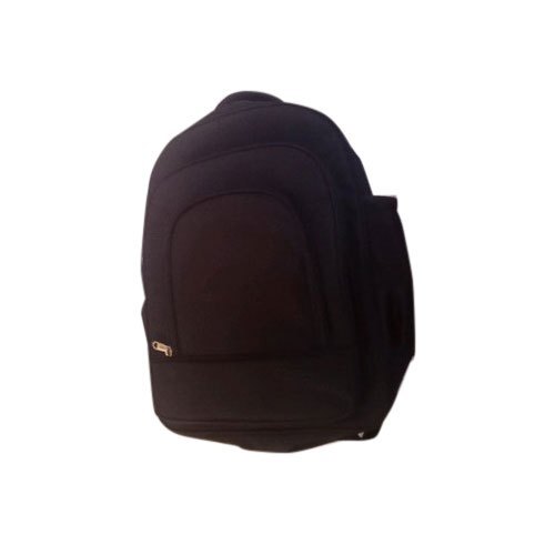2 Compartments Zipper Closure Type Plain Black Color Polyester Office Shoulder Backpack Bg