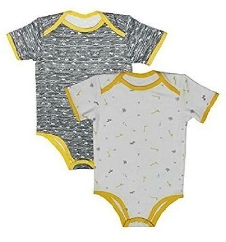 Breathable Daily Wear Round Neck Short Sleeves Printed Cotton Kids Rompers