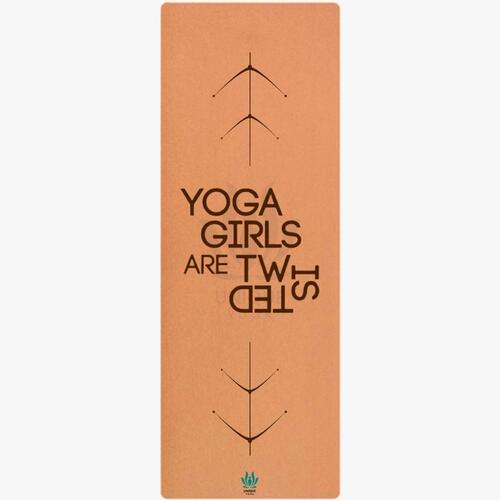 Cork Yoga Mats Printed- Yoga Girls Are - Brown Color With Eva Grip 2mm