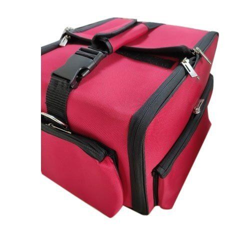 Plain Red Color Polyester Vanity Bag With 4 Pockets And 10 To 15 Kg Weight Bearing Capacity