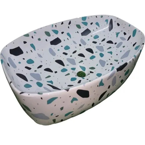 Almighty Art Printed Table Top Wash Basin - Ceramic, 18x13 Inches | Elegant Look, Easy to Clean, Eco Friendly, Scratch Resistant