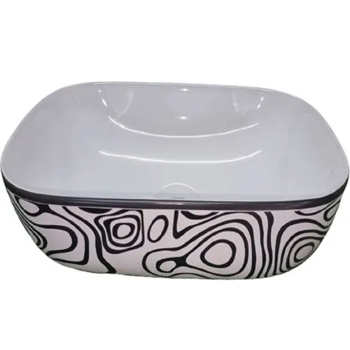 Almighty Art - Rectangular Ceramic Tabletop Wash Basin 18x13 Inches | Elegant Floral Print, Scratch Resistant, Easy to Clean, Eco-Friendly