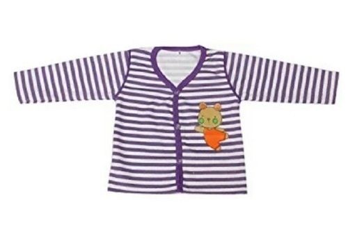 पर्पल एंड व्हाइट फुल स्लीव्स राउंड नेक स्ट्राइप्ड कॉटन किड्स टी-शर्ट आवेदन: औद्योगिक