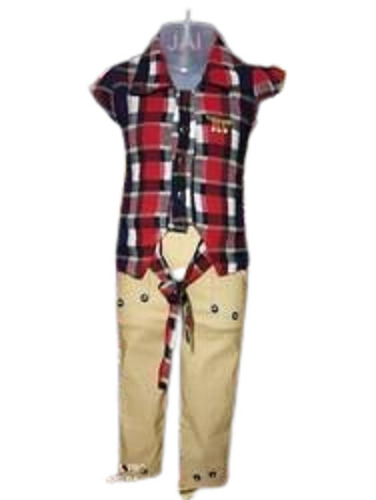 Girls Dress - Cotton Capri and Shirt Set, Multi-Color Printed, Short Sleeves, Trendy Casual Wear for Ages 5-10