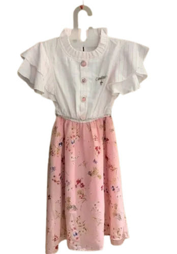 Modern Style Printed Short Sleeves Printed Cotton Girls Dresses