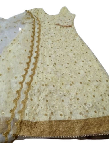 Traditional Indian Wear Embroidered Short Sleeve Anarkali Suit For Ladies