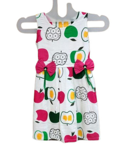 Western Style Sleeveless Printed Pattern Girls Cotton Frocks Application: Industrial