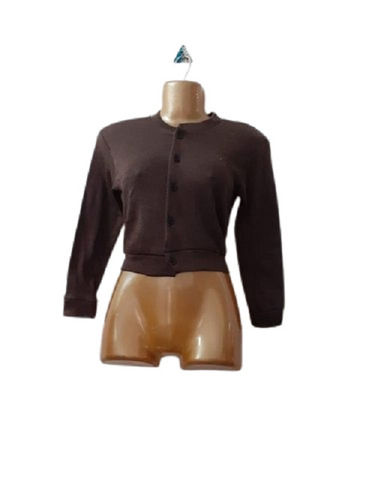 Brown Woolen Comfortable And Breathable Casual Wear Full Sleeves Blouse