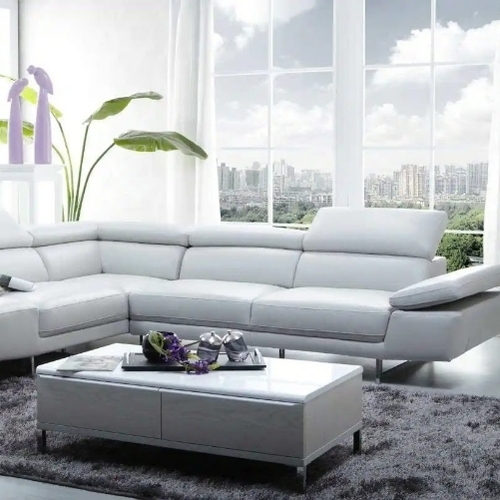 5 Seater Modern White Living Room Designer Leather Fabric Sofa Set at ...