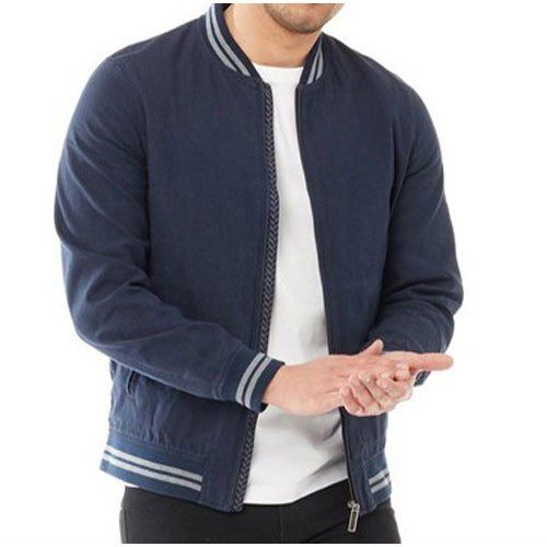 Lightweight Plain Medium Size Cotton Casual Jacket With Long Sleeves And Double Pocket