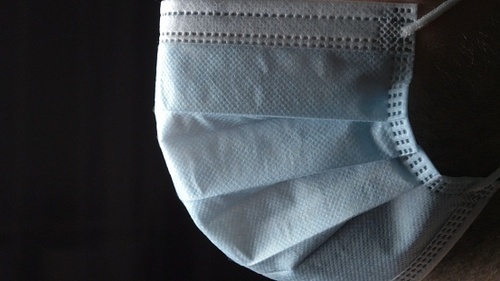 2 और 3 प्लाई और ईयरलूप के साथ नॉन वोवन फेस मास्क, हल्का नीला रंग