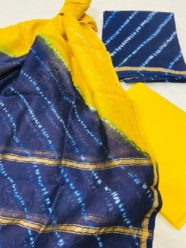 Premium Hand Block Printed Cut Size 2.5 Mtr Chanderi Silk Suit With Dupatta