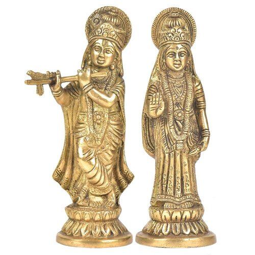 Standard Radha Krishna Brass Statue For Worship With 1-1.5 Feet Height, Polished Finish