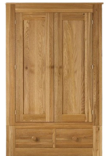 Solid Oak Handmade Wooden Finish Dual Door Rack Section Wardrobe For Home