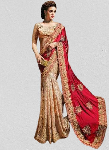 Maroon  And Golden Georgette Saree