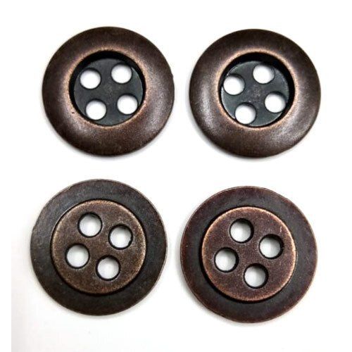 Dark Brown 4 Hole Round Shape Flatback Style Metal Buttons