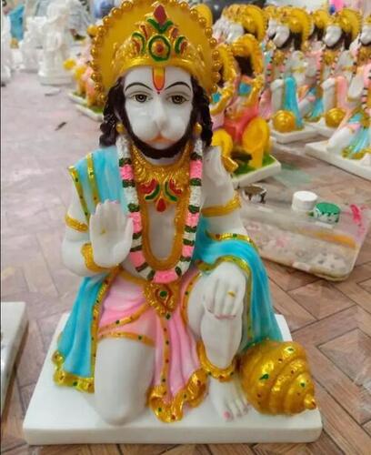 Polyester Moorti Mahal White With Gold Marble Hanuman Statues For Worship At Best Price In 9161