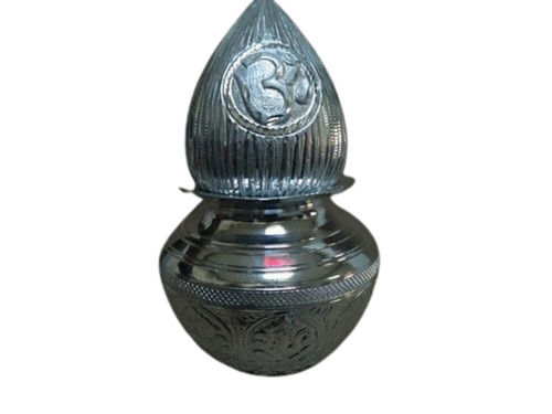 Silver Polished Surface White Metal Mangal Metallic Religious Kalash Handicrafts