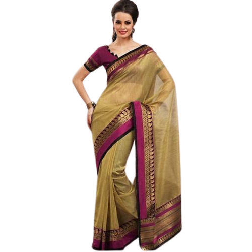 Brocade Bordered Party Wear Silk Saree For Women Lightweight And Easy To Wash