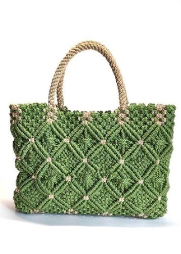 Casual Wear Off-White Macrame Braided Handmade Shoulder Bags for Girls