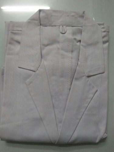 White Plain Stitched Nursing Surgical Apron With Notched Collar