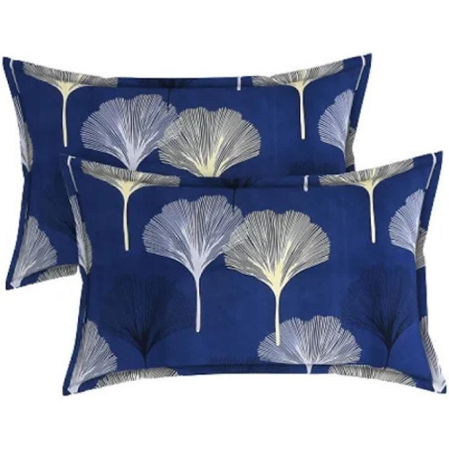 Soft And Comfortable Lightweight Rectangular Printed Cotton Pillow Covers - Cotton, 18x10 Inches, Blue, 200 Grams | Luxurious Look, Easy Wash, Skin-Friendly Texture