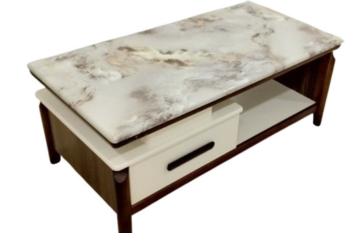 Strong And Durable Lightweight Polished Rectangular Wooden And Marble Table