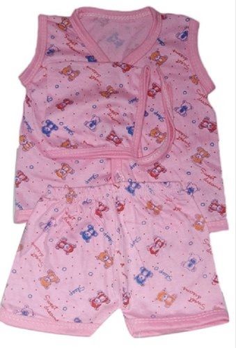 3 Piece Set Printed Pattern Cotton Mix Newborn Baby Dress For Casual Wear