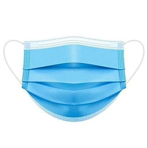 Blue Color And 3 Layer Outdoor Masks With White Elastic Straps