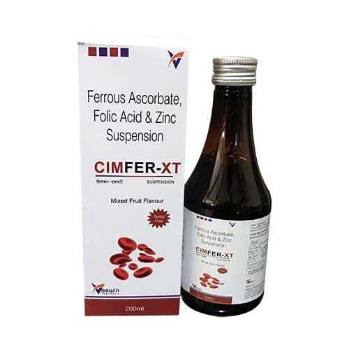 CIMFER-XT Ferrous Ascorbate, Folic Acid And Zinc Syrup (Sugar Free), 200 ML