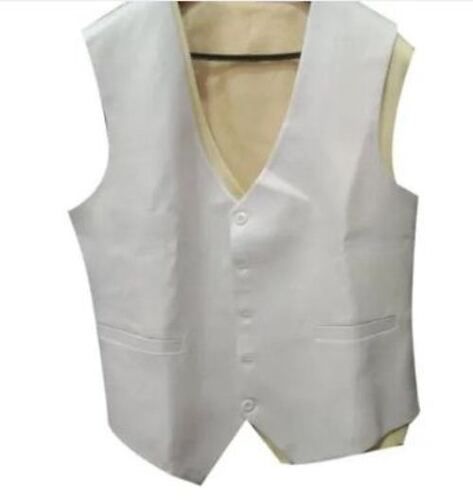 Formal Wear Pure Cotton Fabric 2 Pocket Sleeveless Men'S Plain Waistcoat