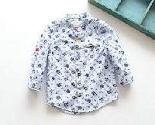 Kids Printed Long Sleeve Collar Neck Cotton Regular Fit Casual Wear Shirt