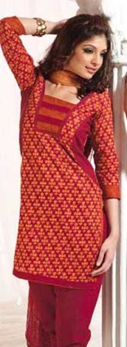 Ladies Printed Quarter Sleeve Breathable Cotton Casual Wear Salwar Kameez