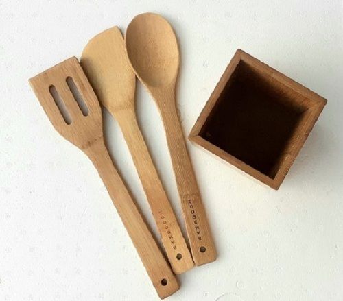 Ot Lights Microwave Safe 100% Natural Bamboo Spoon Ladle And Turner Set