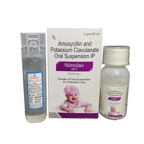 NIMCLAV-228.5 Amoxycillin And Potassium Clavulanate Antibiotic Pediatric Oral Suspension