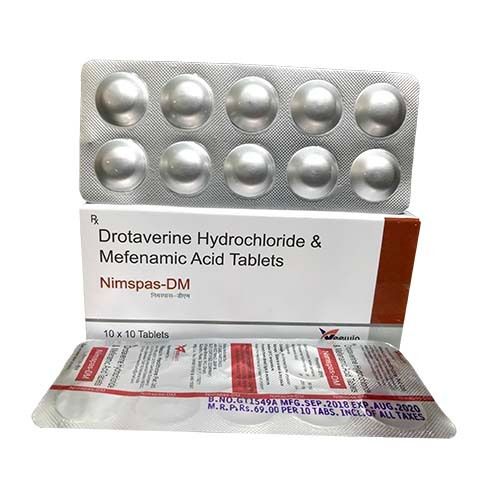 NIMSPAS-DM Drotaverine Hydrochloride And Mefenamic Acid Tablet, 10x10 Alu Alu