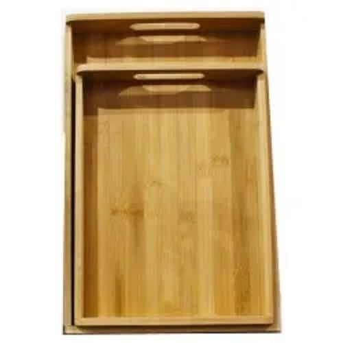 100% Natural Eco-friendly Rectangle Shape Bamboo Serving Tray Set