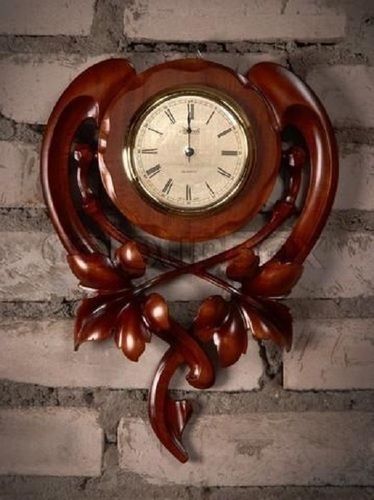 Battery Powered Antique Style Round Shape Wooden Wall Clock