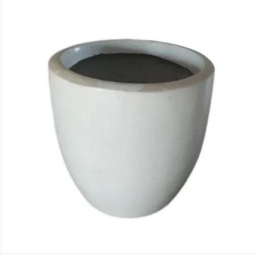 Plain White Round FRP Pot For Planting Size of 8 Inch