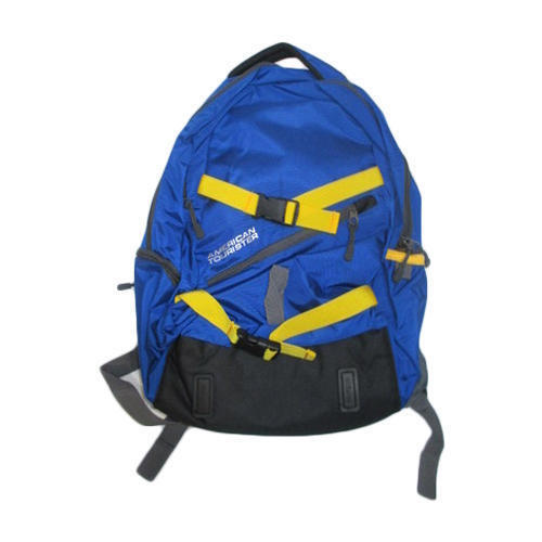 Zipper Closure Type Plain Blue Color Travel Backpack With Side Bottle Pocket