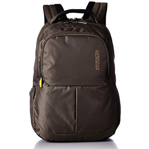 Zipper Closure Type Plain Brown Color Polyester Laptop Backpack Bag