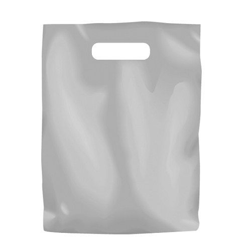  पैच हैंडल के साथ 12 X 18 इंच सफेद सादा पॉलिथीन बैग 