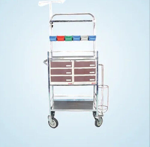 Easy To Move Nine Drawers Four Wheel Type Aluminium Hospital Crash Cart Trolley