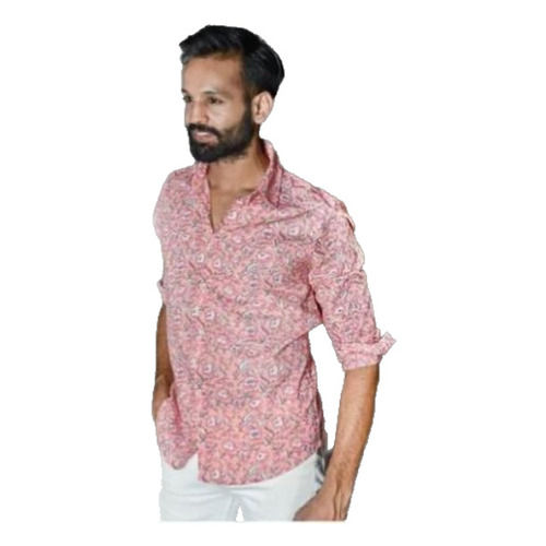 Full Sleeves Collar Neck Slim Fit Cotton Fabric Men'S Printed Shirts 