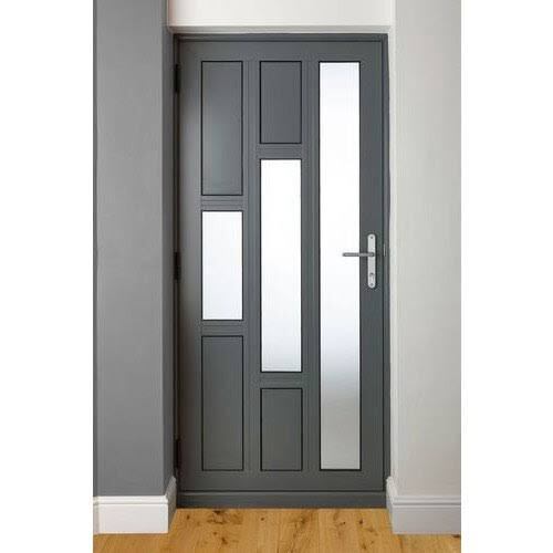 Grey Aluminium Swing Entrance Door, Fine Finished And Exterior