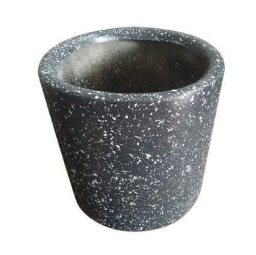 Grey And White Round Printed FRP Pot For Decoration in Size of 9.5 Inch