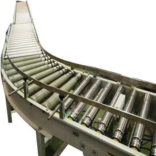 Silver Industrial Powered Roller Conveyor