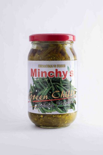 Minchy's Authentic Indian Hot And Spicy Green Chilly Chutney, 500 GM Jar Pack