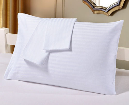 Rekhas White 17x27 Inch Satin Stripe 100% Cotton 400 TC Pillow Covers For Home