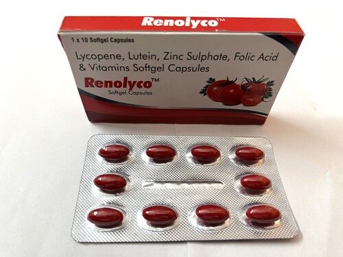 RENOLYCO Lycopene, Lutein, Zinc, Folic Acid And Vitamin Softgel Capsules, 1x10 Blister